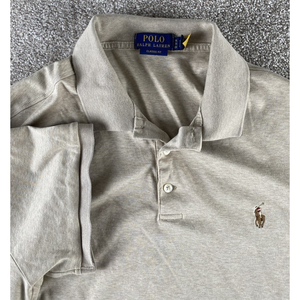 Polo Ralph Lauren Soft Cotton Solid Beige Polo Shirt Mens XL Flesh Pony Preppy